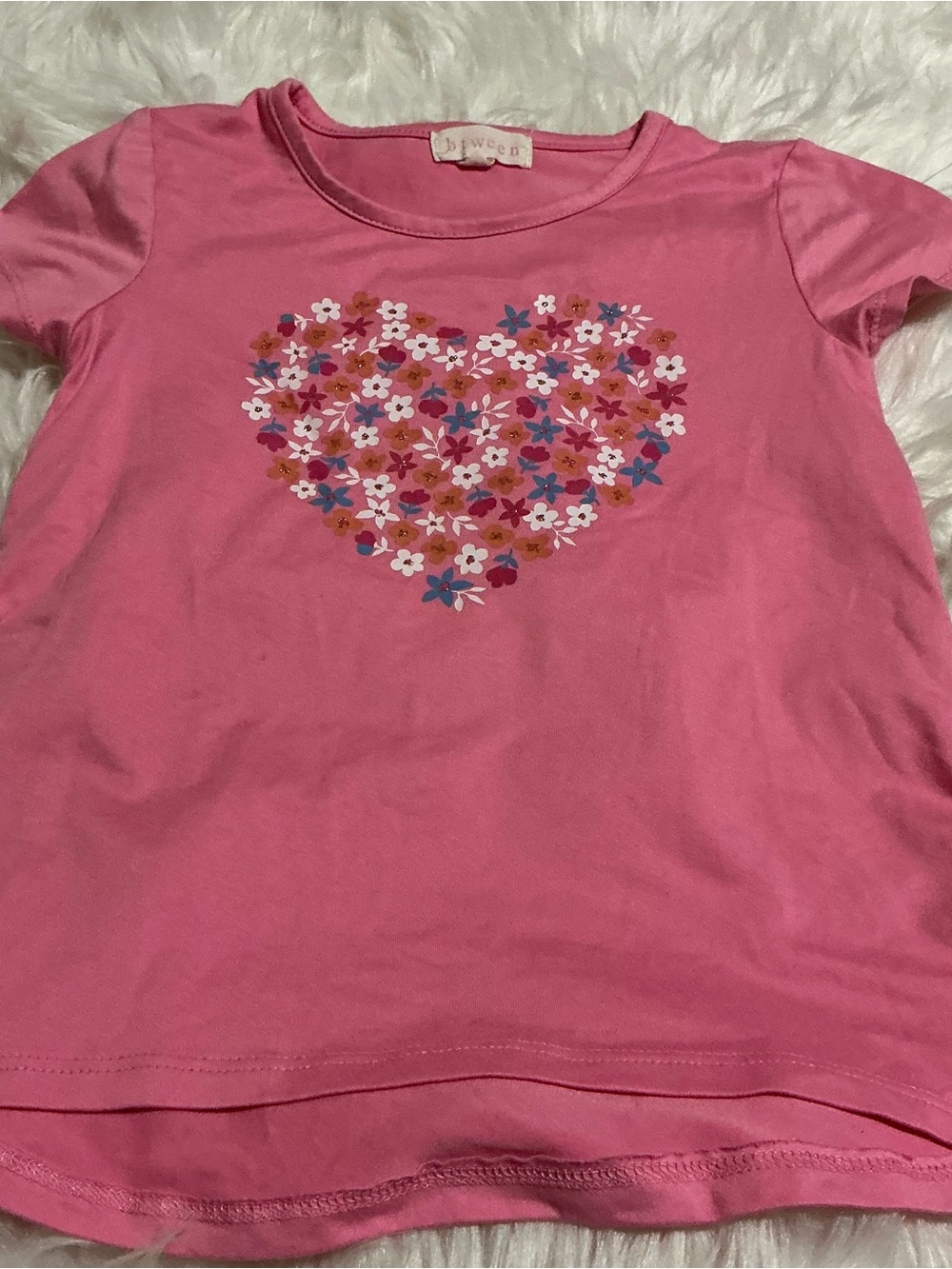 Btween size 6 girls pink heart floral t-shirt